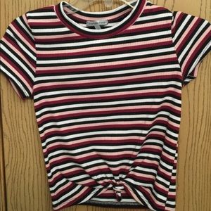 Maroon and pink striped t-shirt